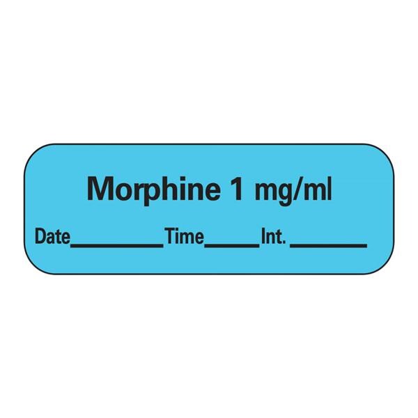 Anesthesia Label Morphine 1mg/ml Blue 1-1/2x1/2" 600/Rl