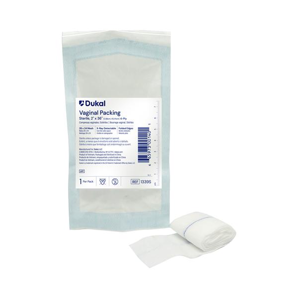 100% Woven Cotton Vaginal Packing 2x36" 4 Ply Sterile X-Ray Detectable Prwsh
