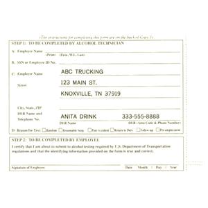 Non-DOT Alcohol Test Form Each