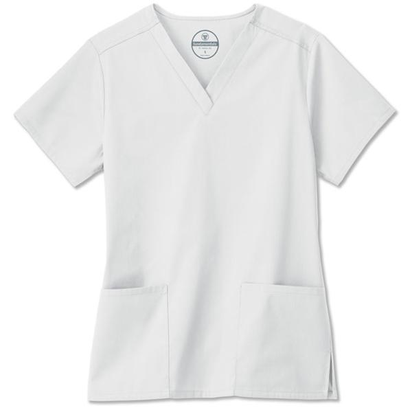Fundamentals Scrub Shirt Short Sleeves 3X Large White Womens Ea