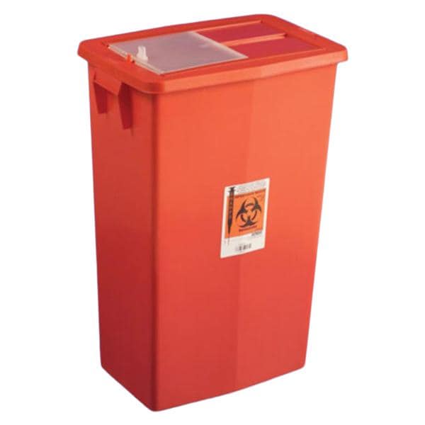 Sharps Container 12gal Red 7.25x18.25x8.75" Plastic Reusable 10/C...
