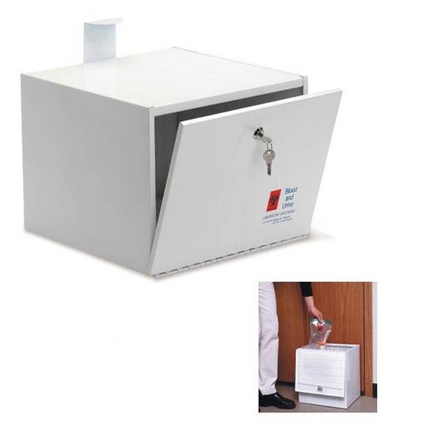Specimen Drop Box _ Steel With 2 Keys Non-Sterile Hinged Door Whi...