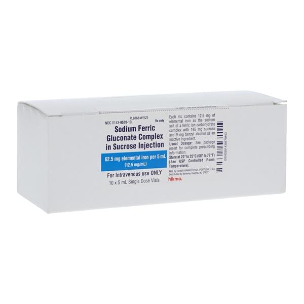 Sodium Ferric Gluconate Complex in Sucrose Injection 62.5mg SDV 5...