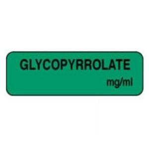 Anesthesia Label Glycopyrrolate Green 1-1/4x3/8" 1000/Rl
