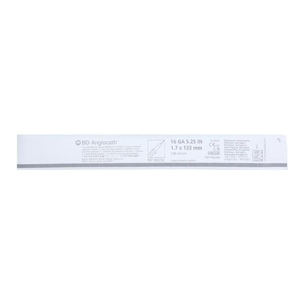 Angiocath Peripheral Venous Catheter 16 Gauge 5-1/4" Gray 10/Bx