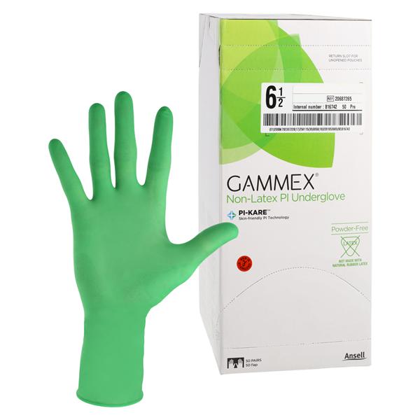 GAMMEX Non-Latex PI Underglove Polyisoprene Surgical Gloves 6.5 Green