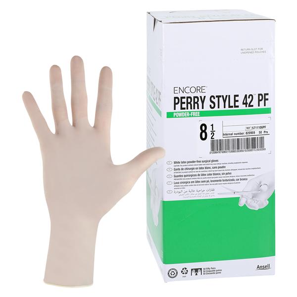 ENCORE Perry Style 42 PF Latex Surgical Gloves 8.5 Natural 50Pr/Bx