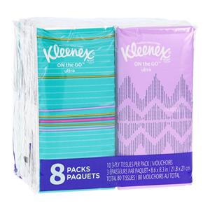 Kleenex Facial Tissue White 3 Ply Pocket Pack 12/Case