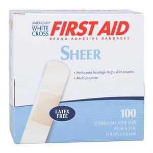 American White Cross Adhesive Bandage Plastic Film 3/4x3" Sheer S...