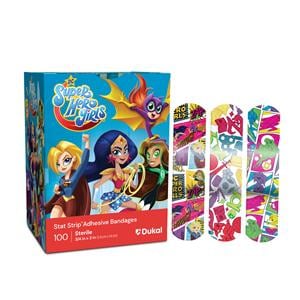 Stat Strip Adhesive Bandage Plastic 3/4x3" SuperHero Girls Steril...