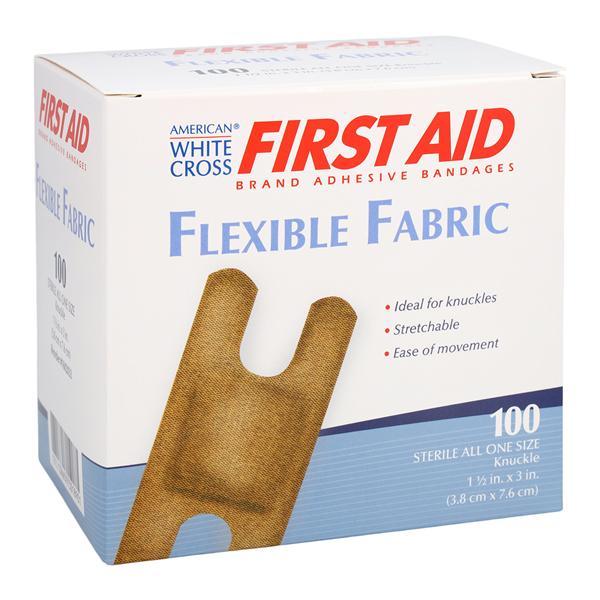 American White Cross Adhesive Bandage Fabric 1-1/2x3" Tan Sterile 100/Bx, 12 BX/CA
