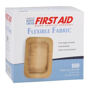 American White Cross Adhesive Bandage Fabric 2x3" Tan Sterile 100/Bx