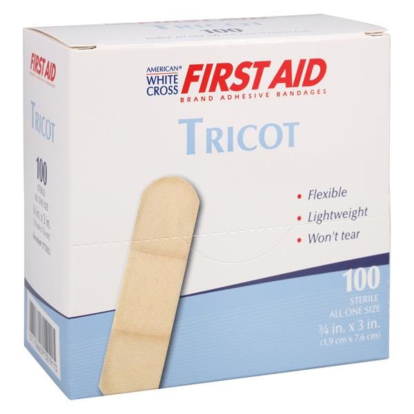 American White Cross Tricot Bandage Fabric 3/4x3" Beige Sterile 100/Bx