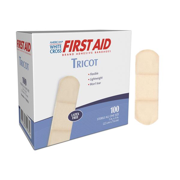 American White Cross Adhesive Bandage Tricot 1x3" Beige Sterile 1...
