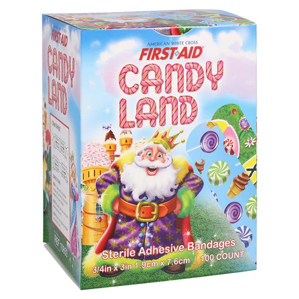Stat Strip Adhesive Bandage Plastic 3/4x3" Candy Land Sterile 100...