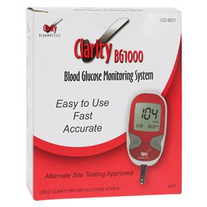 Clarity BG1000 Blood Glucose Monitor Kit CLIA Waived With 2 Batte...
