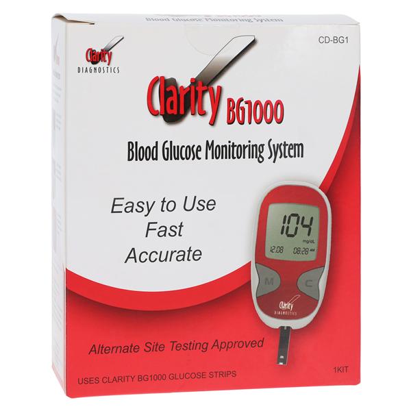 Clarity BG1000 Blood Glucose Monitor Kit CLIA Waived With 2 Batte...