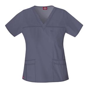 Dickies Scrub Shirt V-Neck Short Sleeves 5X Large Pewter Ea