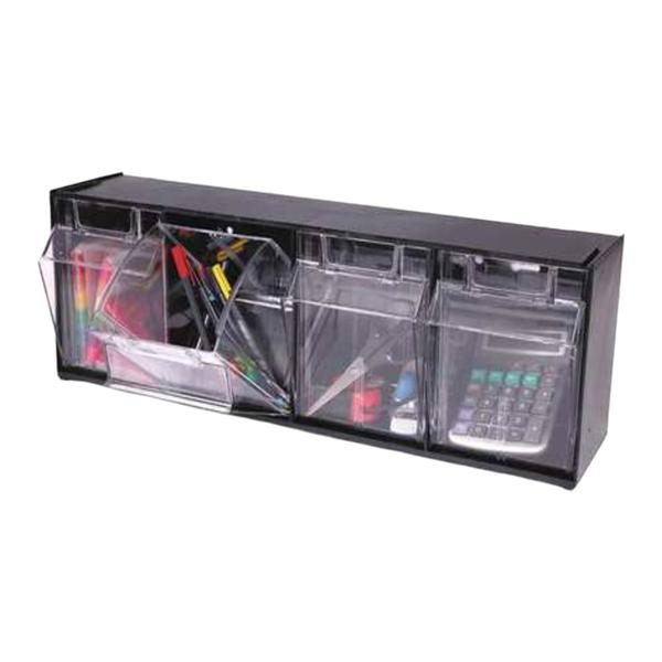 Tilt Bin Black/Clear Plastic w/ Mounting Hardware/Label 23-5/8x8-1/8x6-5/8 6/Ca
