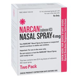 Narcan Nasal Spray 4mg/0.1mL Bottle 2/Package