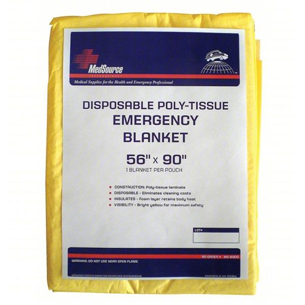Emergency Blanket Non-Sterile 56 in x 90 in Yellow 24/Case