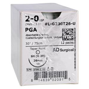 Unify Suture Polyglycolic Acid Braid 2-0 30" Absorbable V-20 Tape...