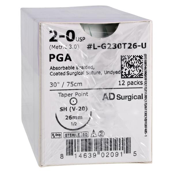 Unify Suture Polyglycolic Acid Braid 2-0 30" Absorbable V-20 Tape...