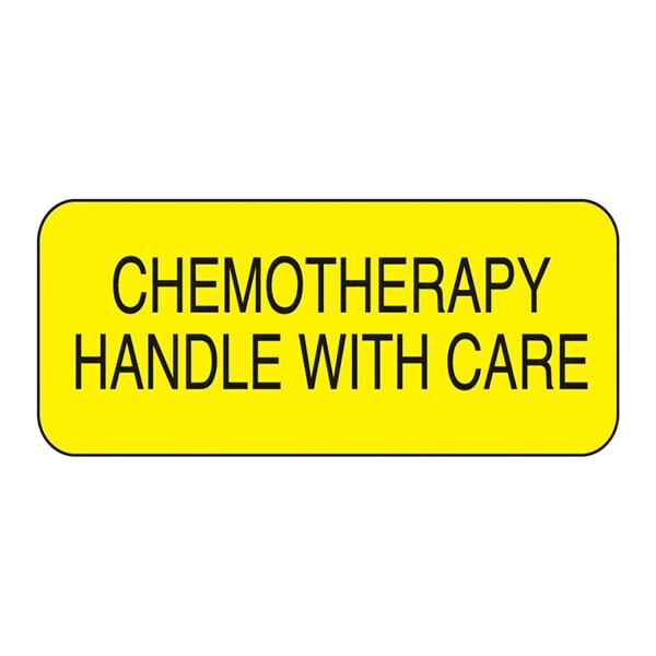 Label "Chemotherapy Handle with Care" Yellow 1-1/2x5/8" 1000/Bx