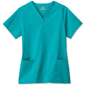 Fundamentals Scrub Top Adult Womens Teal Polyester / Cotton Missy...