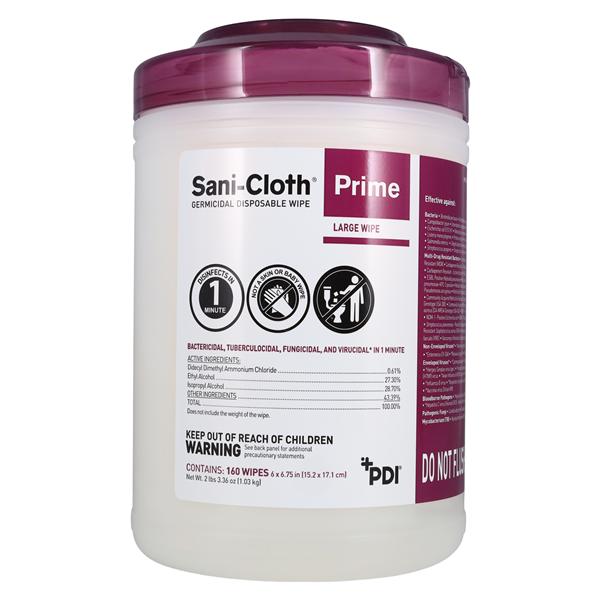 Disinfectant Germicidal Sani-Cloth Prime Large 6 in x 6.75 in Can...