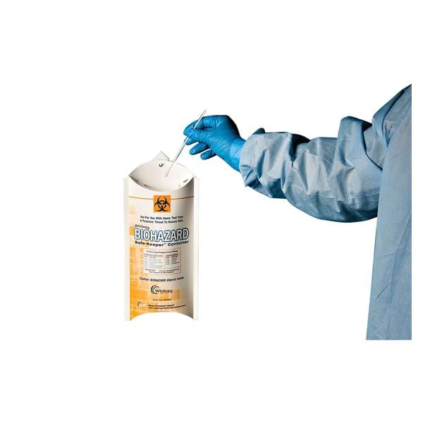 Safe-Keeper Biohazard Container 5x2x11" White Plastic Symbol Disp...