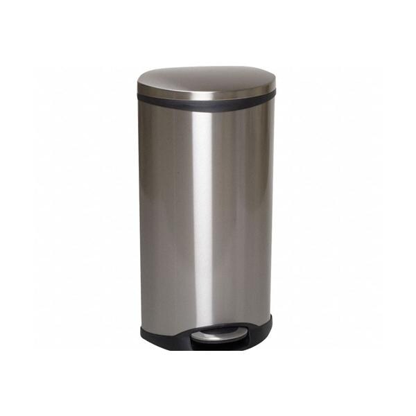 Can Trash Stainless Steel/Satin Finish Step-On Pedal Flat Lid Sel...
