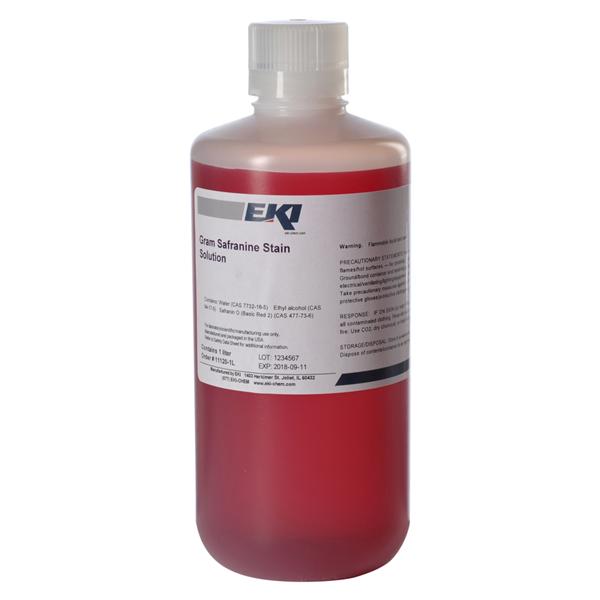 Gram Safranine Stain Solution Red 1L Bottle Ea