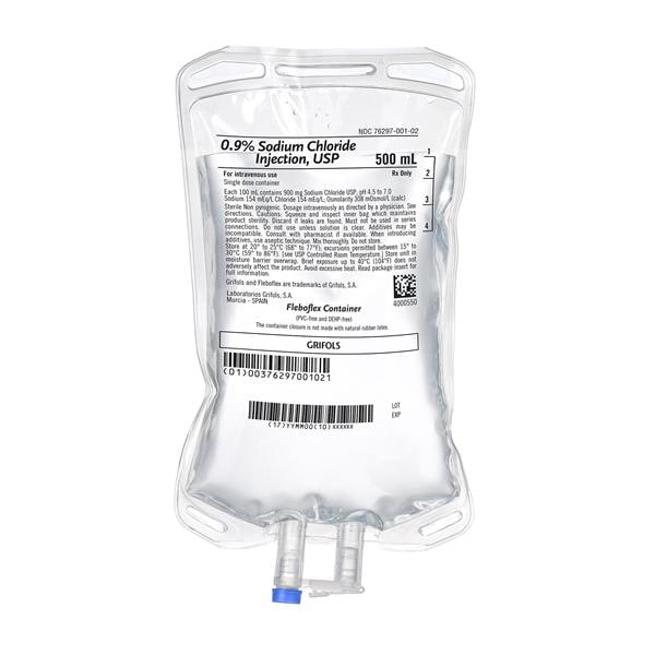 Grifols, S.A. IV Injection Solution 0.9% Sodium Chloride 500mL Ba...