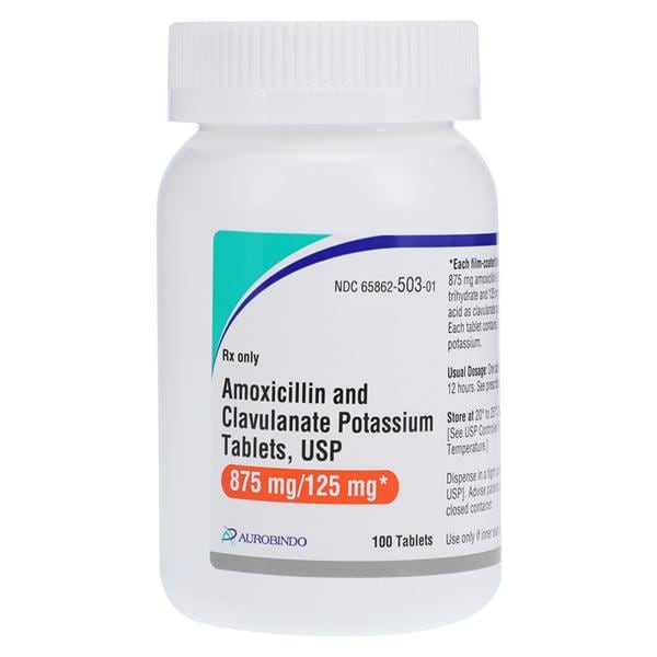Amoxicillin/Clavulanate Potassium Tablets 875mg/125mg Bottle 100/...
