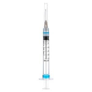 Sol-Care Hypodermic Syringe/Needle 22gx1" 3mL Luer Lock Sfty No Dead Spc 800/Ca