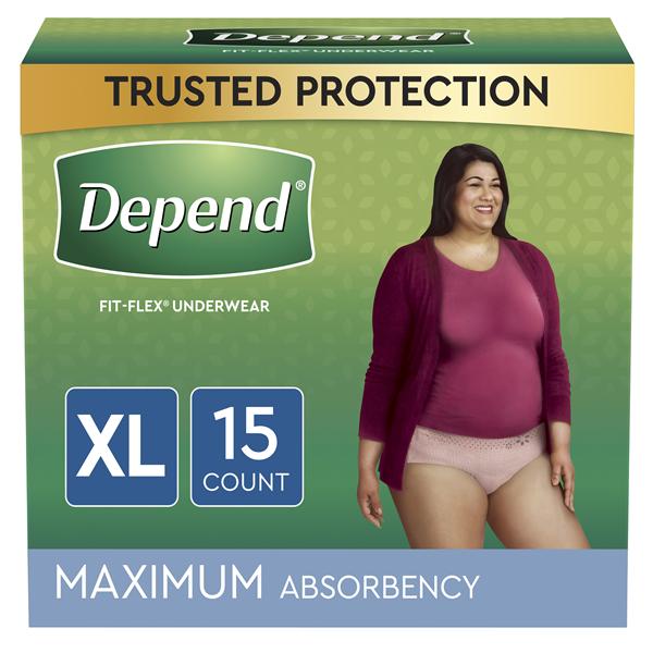Depend Incontinence Underwear Female Adult 45-54" XL Polymer Maxi...