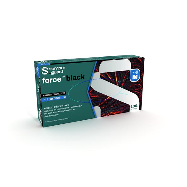 SemperForce Nitrile Exam Gloves X-Large Black Non-Sterile