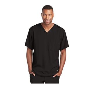 Skechers Scrub Top V-Neck 1 Pocket Medium Black Mens Ea