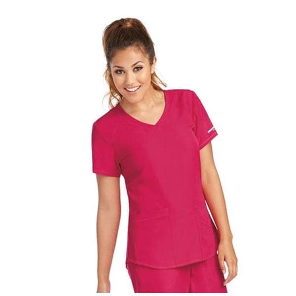 Skechers Scrub Scrub Top V-Neck 3 Pockets 2X Small Cherry Pie Womens Ea