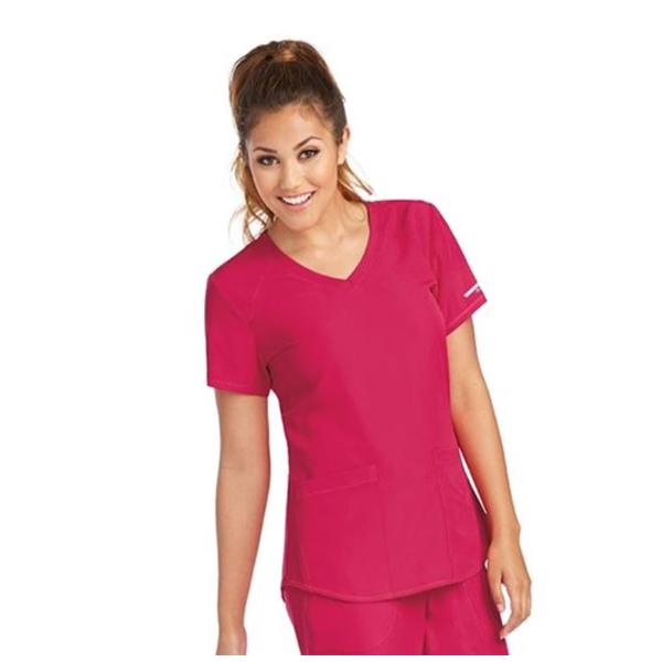 Skechers Scrub Scrub Top V-Neck 3 Pockets 5X Large Cherry Pie Womens Ea