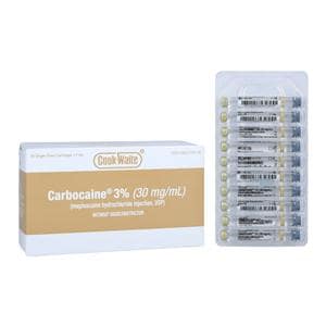Carbocaine Anesthetic Cartridge Mepivacaine HCl 3% Plain Tan 50/B...