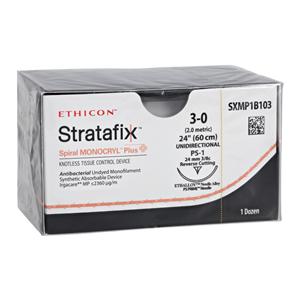 Stratafix Spiral Monocryl Plus Suture 3-0 24" Trclsn, Plglcprn PS1 Undyd 12/Bx