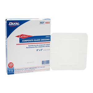 Caliber Composite Dressing 6"x6" Sterile Adherent White Absorbent...