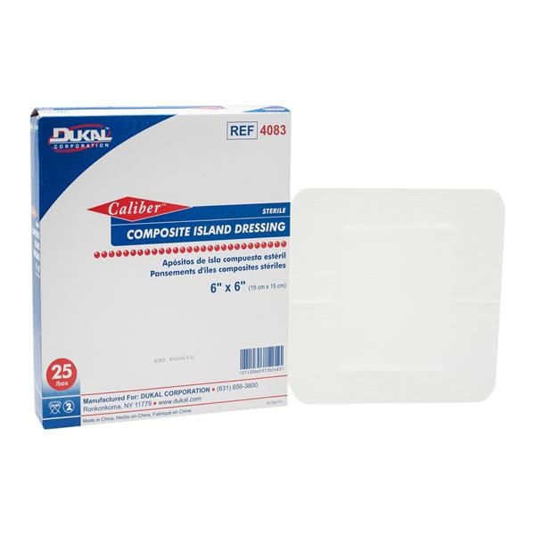 Caliber Composite Dressing 6"x6" Sterile Adherent White Absorbent...