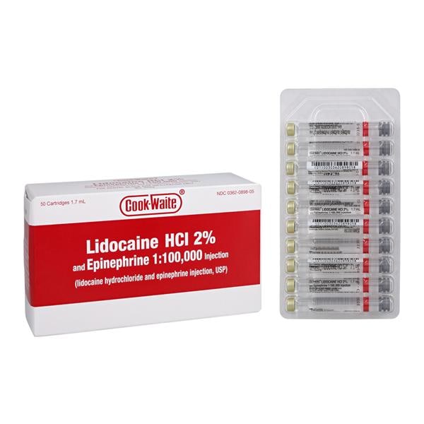 Cook Waite Anesthetic Cartridge Lidocaine HCl 2% Epinephrine 1:10...