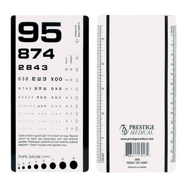 Eye Chart Acuity Test 14" Testing Distace Each