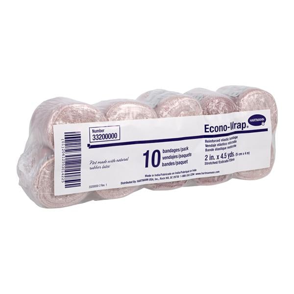 Econo-Wrap Compression Bandage Elastic/Woven 2"x4.5yd Tan Non-Ste...