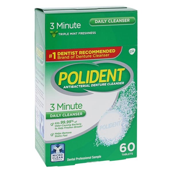 Polident Denture Cleanser Sodium Bicarbonate Oral 6 Tablets 3Mnt Frsh Tabs 10/Bx