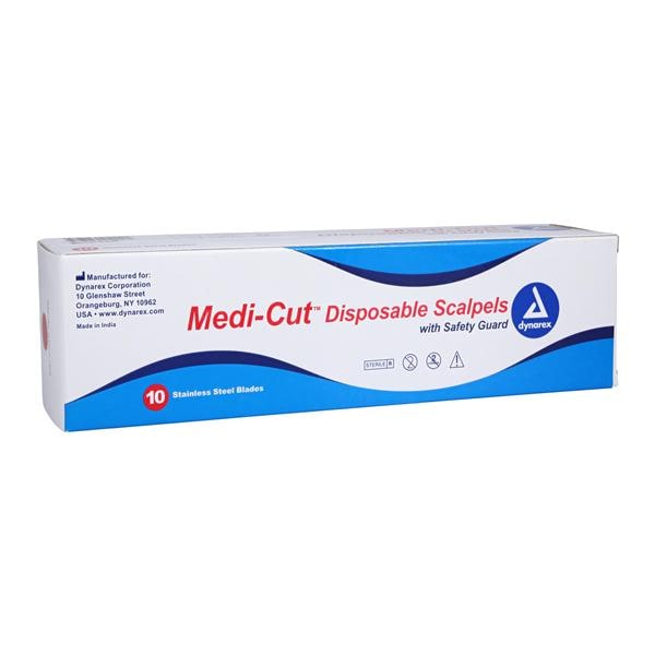 Medi-Cut Stainless Steel Surgical Scalpel Size 22 Sterile 10/Box